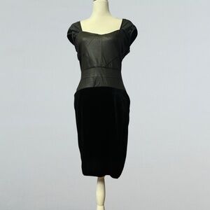 Bebe Kardashian Faux Leather Corset Bodice Fashion Dress